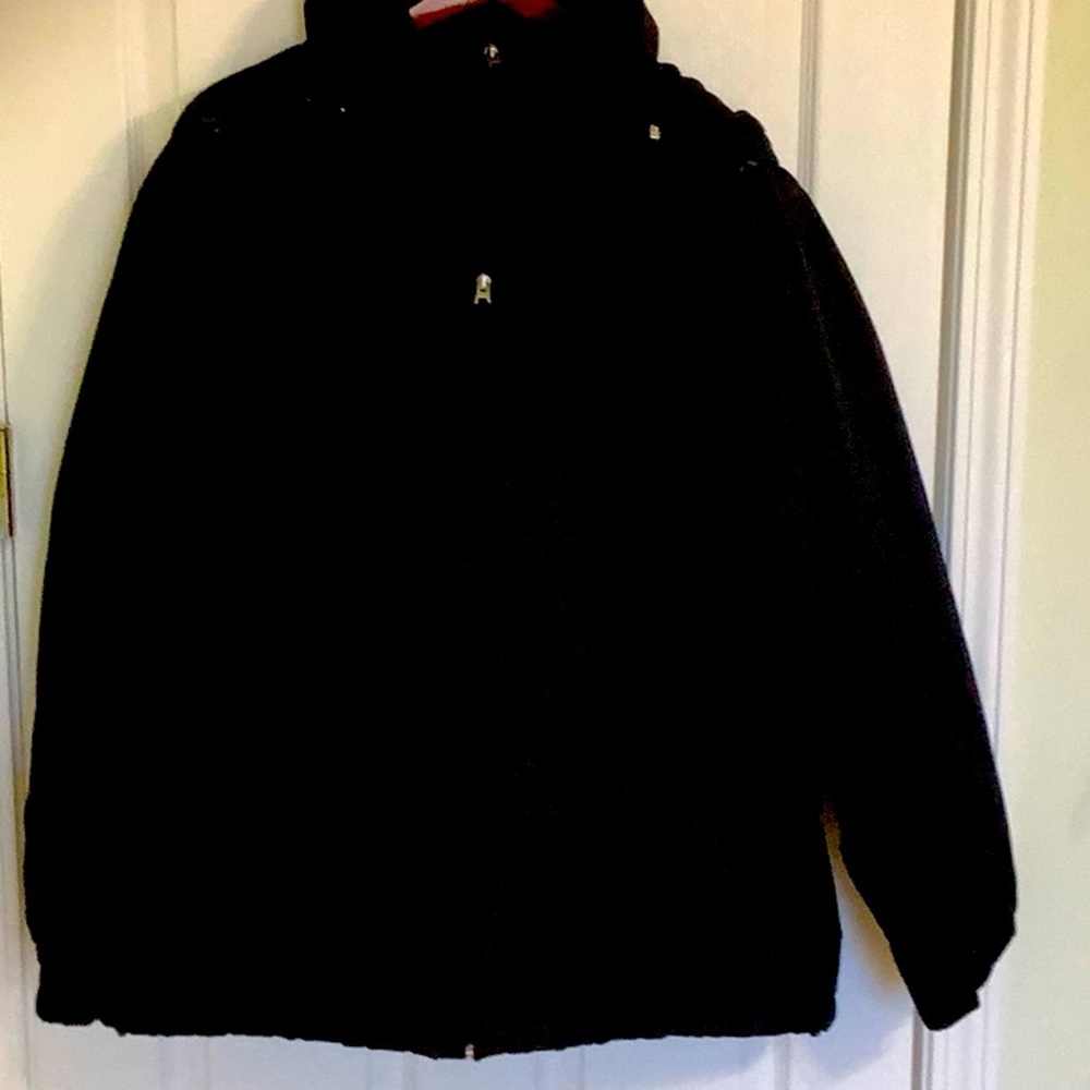 🦋. GEORGE black nylon, fleece lined jacket, size LX (46-48)